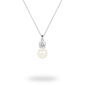 Picture of Freshwater Pearl and Cubic Zirconia Sterling Silver Pendant
