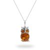 Picture of Cognac Amber Sterling Silver Owl Pendant