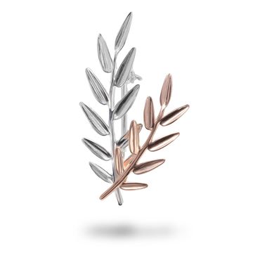 Picture of Two Tone Double Leaf Branch Sterling Silver Brooch