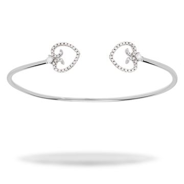 Picture of Micro Pavé Setting Heart Sterling Silver Bangle