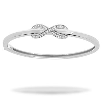 Picture of Single Cubic Zirconia Infinity Hinged Sterling Silver Bangle