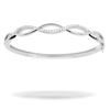 Picture of Cubic Zirconia and Plain Entwined Waves Sterling Silver Bangle