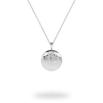 Picture of 16mm Rhodium-Plated Round Tree of Life Sterling Silver Locket