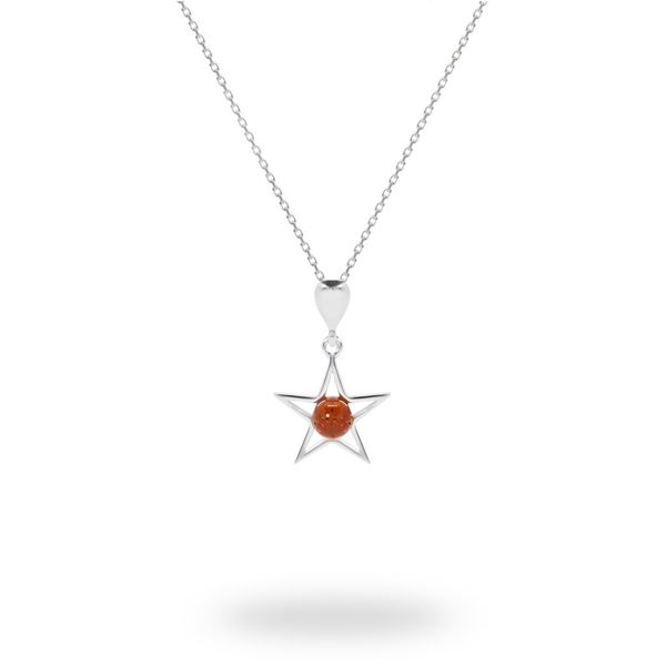 Picture of Cognac Amber Sterling Silver Star Pendant