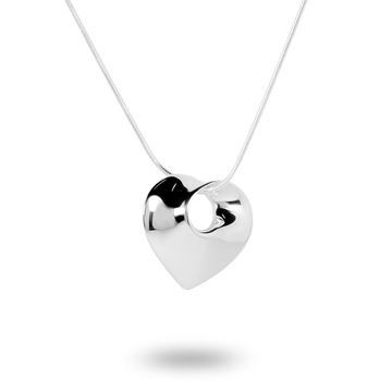 Picture of Twist Heart Sterling Silver Necklace - 41cm/16in chain