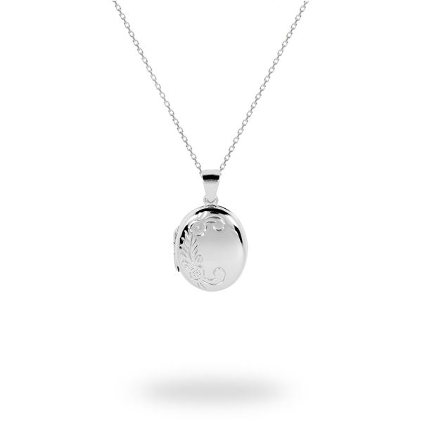 Picture of Sterling Silver Locket With Flower Pattern