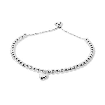 Picture of Bead Slider With Heart Charm Sterling Silver Bracelet
