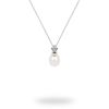 Picture of Freshwater Pearl and Rub-Over Cubic Zirconia Sterling Silver Necklace - 40-45xm