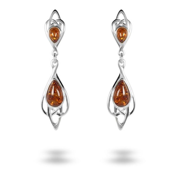 Picture of Cognac Amber Sterling Silver Drop Earrings