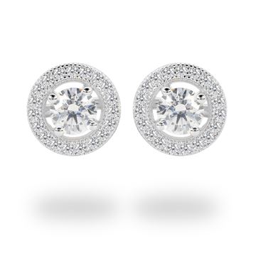 Picture of Small Round CZ Halo Sterling Silver Stud Earrings