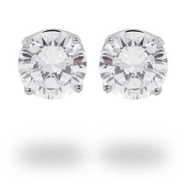 Picture of Rhodium Large CZ Sterling Silver Stud Earrings