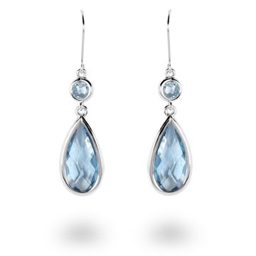 Picture of Teardrop & Round Aquamarine Drop Earring in Sterling Silver