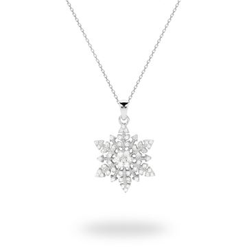 Picture of Vintage Cubic Zirconia Snowflake Sterling Silver Pendant