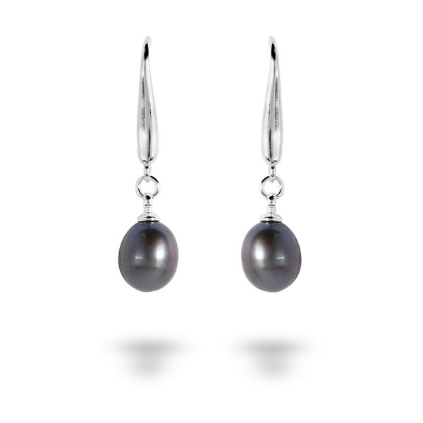 Picture of Teardrop Black FW Pearl Sterling Silver Drop Earrings