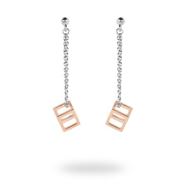 Picture of Rose Gold-Plated Outline Cube Drop Earrings
