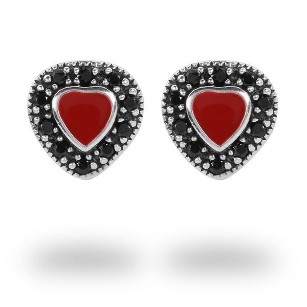 Picture of Cubic Zirconia Heart Sterling Silver Ear Studs