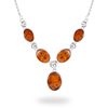 Picture of Sterling Silver Cognac Amber Ovals With Swirl Sterling Silver Necklace