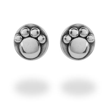 Picture of Paw Print Sterling Silver Ear Stud
