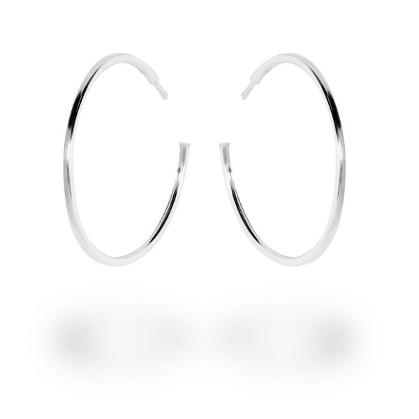 Picture of Sterling Silver 35mm Plain Hoop Stud Earrings