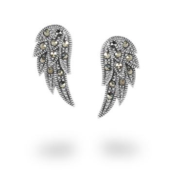 Picture of Marcasite Angel Wing Stud Earrings in Sterling Silver