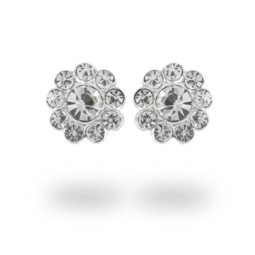 Picture of Crystal Sunflower Sterling Silver Ear Studs