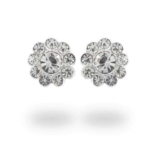 Picture of Crystal Sunflower Sterling Silver Ear Studs