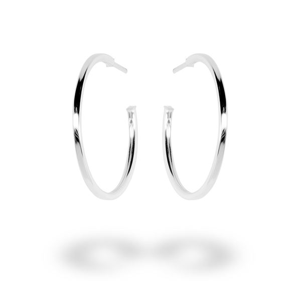 Picture of Sterling Silver 28mm Plain Hoop Stud Earrings