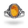 Picture of Oval Cognac Amber Fancy Surround Sterling Silver Ring