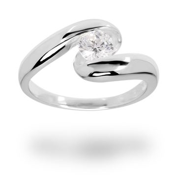 Picture of Round Cubic Zirconia Swirl Sterling Silver Ring