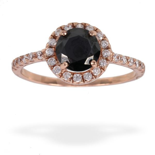 Picture of Solitaire Jewelled Rose Gold Plated Sterling Silver Ring